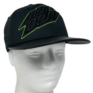Mtn Dew Hat Baseball Cap Mountain Dew Soft Drink Soda Pop 6 Panel Snapback Black